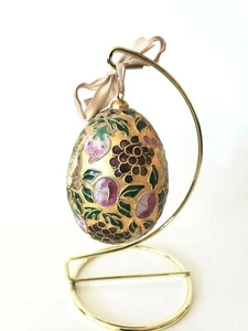 Vintage 1970s Cloisonne Egg Gold Medal and Enamel Easter egg Christmas ornament  - Picture 1 of 4