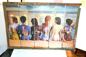 Vintage VTG Pink Floyd Back Catalogue Poster on Rustic Board Wall Art  - Picture 1 of 9