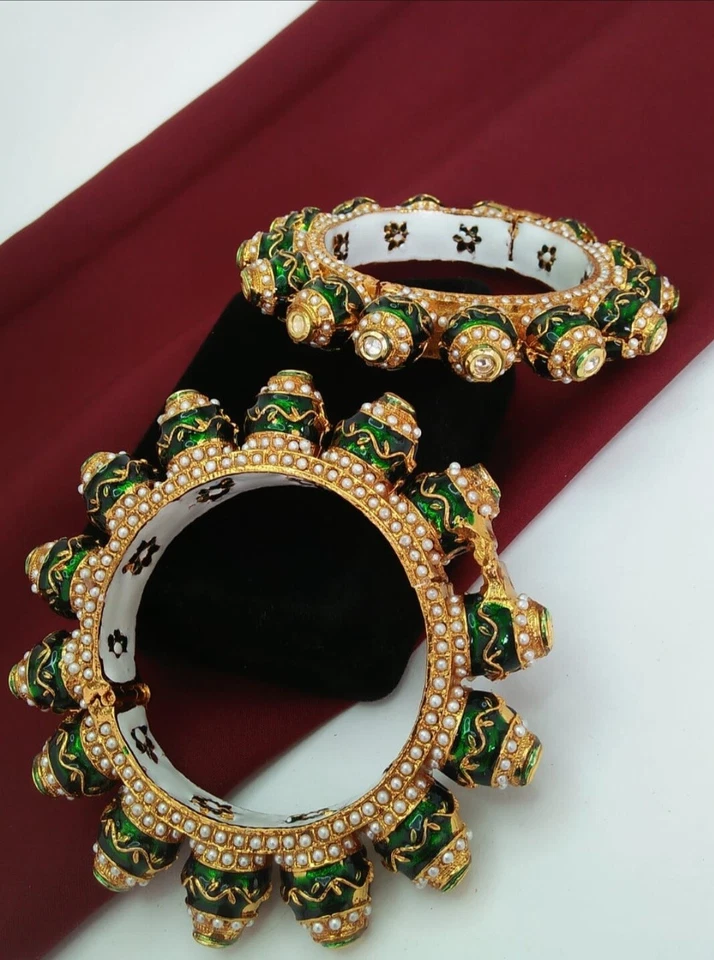 Indian Bollywood Ethnic Jewelry Gold Plated Bangles Bracelet Wedding Fashion Set - Image 1 of 1