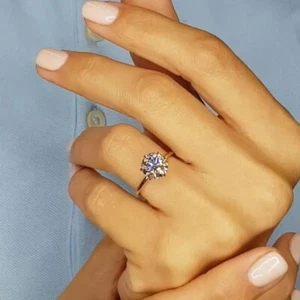 2 ctw Lab Created Round Cut Diamond Women's Engagement Ring 14K Rose Gold Plated - Picture 1 of 4