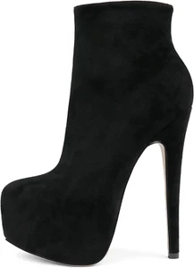 Women'S Platform Ankle Boots Zipper High Heels Shoes Short Booties - Picture 1 of 6
