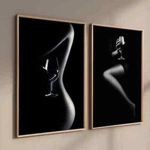 Bianco nero sexy donna body art tela pittura quadri sexy stampa poster da parete - Foto 1 di 11