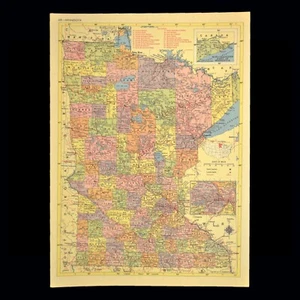 1950s MINNESOTA Railroad Map Great Northern Railway NP RR Original Topographic - Picture 1 of 5