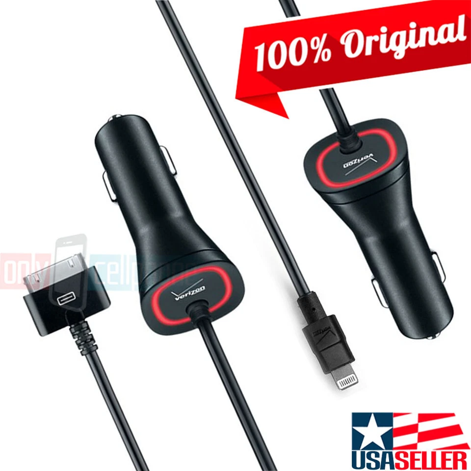 ✅ Original Verizon Apple Car Charger for iPhone 14/13/12/11/XS/8/7/6/5/4/Pro/Max - Image 1 of 1