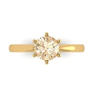 14K Yellow Gold Solitaire Engagement Ring for Women, 1 ctw Natural Morganite - Picture 1 of 11