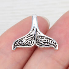 20 Antique Silver Whale Mermaid Tail Charms Pendant for Necklace Jewelry Making