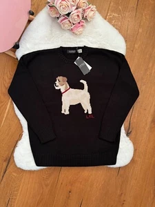 Lauren RALPH LAUREN DOG JUMPER Polo Graphic Bear Black Sweater size L LARGE RARE - Picture 1 of 18