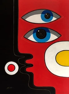 Original Contemporary Painting Large Hand painted Abstract Portrait 31.2x25.5" - Picture 1 of 11