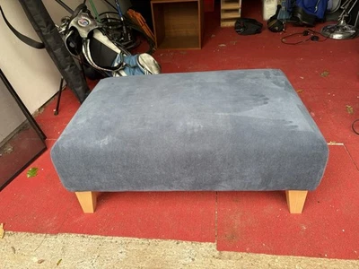 DFS Blue Poof Footrest Fabric - Image 1 of 4