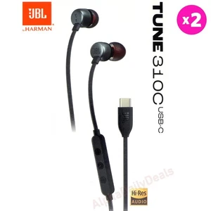 2 Pack JBL Tune 310C USB-C Stereo Wired Black Earbuds Mic Remote Android iPhone - Picture 1 of 3