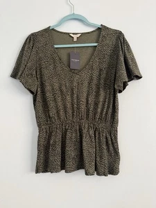 Lucky Brand Women’s Short Sleeve Elastic Waist Animal Print Top Size S - Picture 1 of 7