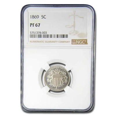 1869 Shield Nickel PF-67 NGC - Image 1 of 3