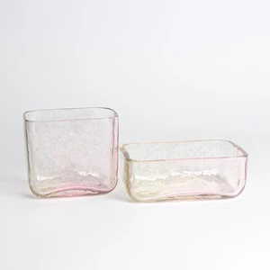 Murano Glas Schalen Set 2 Stück Seguso Vetri D'arte pink grüngrau dekorativ - Picture 1 of 7