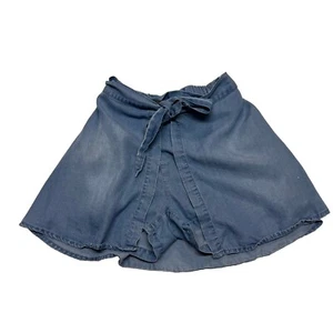 Gianni Bini Girls Denim 100% Tencel Open Front Tie Adjustable Shorts EUC Large - Picture 1 of 7