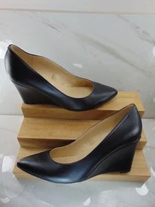 Nine West CINO BLACK Padded Insole Pointed Toe Wedge HIGH Heels 8 1/2 M GREAT - Picture 1 of 6