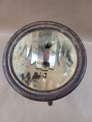 Antique 9" Headlight Search Light Lamp American Flatlite Reflector Glass Lens - Image 1 of 4