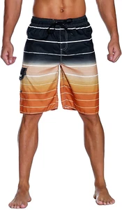 Men'S Beachwear Summer Holiday Swim Trunks Quick Dry Striped - Picture 1 of 12