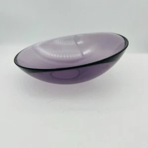 Orrefors Home Mingle Purple Glass Asymmetrical Bowl Dish 7.5" Sweden  - Picture 1 of 5