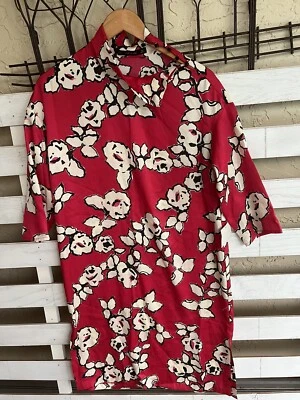 Nuevo Vestido Zara Floral Rojo Blanco Estilo Asiático Manga 3/4 Hasta la Rodilla Talla XS Foto 1 de 4