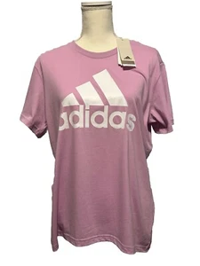 Womens Adidas Short Sleeve Cotton Graphic Lilac T-Shirt ~ Size XL - Picture 1 of 3