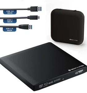 techPulse120 Externes UHD 4k 3D M-DISC USB 3.0 Blu-ray DVD CD Brenner Laufwerk - Bild 1 von 6