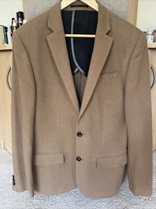 Man’s River Island Camel Wool Blend Jacket Blazer Size 40" Chest VGC - Picture 1 of 8