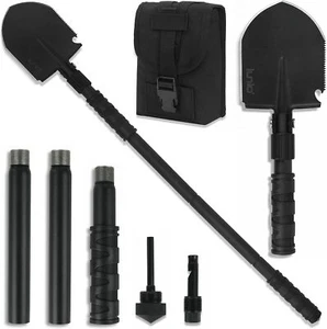 31in Folding Camping Shovel, Survival Shovel w/Pick, Heavy Duty Carbon Steel Mil - Picture 1 of 7
