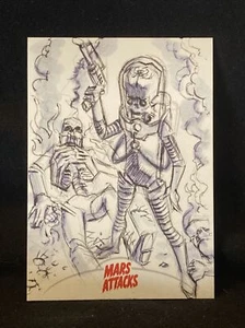 2013 Topps Mars Attacks Great Martian Invasion Sketch Card by Marck Labas 1/1 - Picture 1 of 2