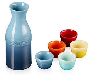 Le Creuset Tokkuri Ochoko SAKE Set Rainbow Color Unboxed Carafe x 1, cup x 5 jp - Picture 1 of 6