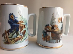 Lote de 2 tazas de porcelana vintage Norman Rockwell Museum adornos dorados - Imagen 1 de 10
