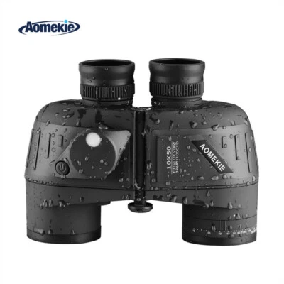 AOMEKIE 10X50 Binoculars Glimmer Night Vision Rangefinder Compass Waterproof BAK4 Prism