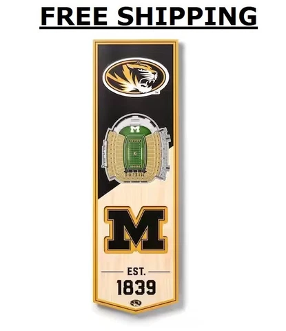 NCAA Missouri Tigers 6" X 19" 3D Stadium Banner Faurot Field at Memorial Stadium Cover