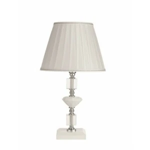 Bedside lamp classic with white glass and crystal lampshade - Picture 1 of 1