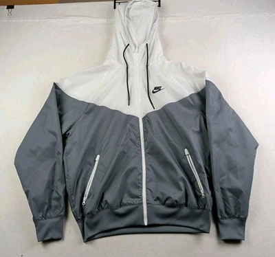 Nike Mens Sportswear Windrunner Hooded Jacket Grey White Size Medium NWOT - Image 1 of 4