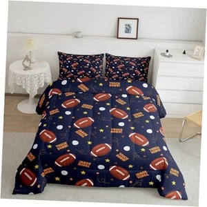 Rugby Comforter Set Size American Football Bedding Set for Kids Full Navy Blue - Picture 1 of 8