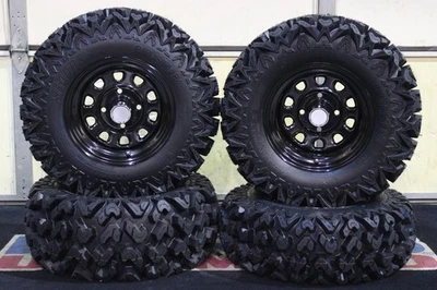 HONDA RANCHER 400 25" RIP SAW RADIAL ATV TIRE & ITP BLACK ATV WHEEL KIT SRAD - Image 1 of 4