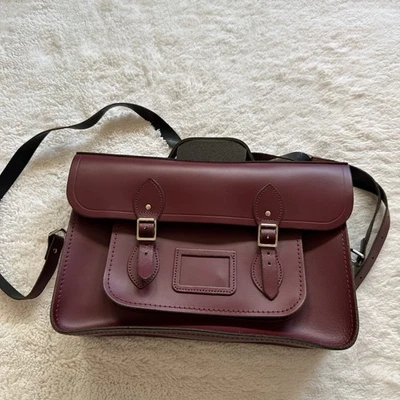 Cambridge Satchel Company Leather 15” Shoulder Bag Unisex Burgundy  Batchel - Image 1 of 4
