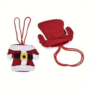 Weihnachtsgeschirrhalter 6 Teile Nikolaus Tuch und Hose für Weihnachtsessen - Picture 1 of 8