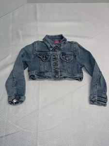 Zana-Di Cropped Denim Jacket Y2K Vintage  Youth Girls Size 4 Pink Gem Buttons - Picture 1 of 9