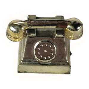 Miniature Old-Fashioned Rotary Phone Telephone, Gold Plastic Handset - Picture 1 of 5