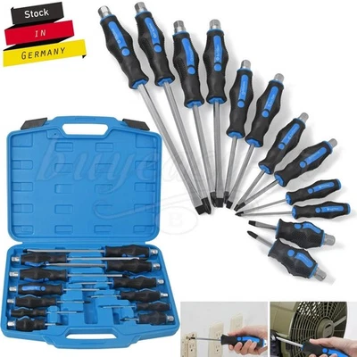 Schraubendreher Schraubenzieher Set 12TLG KREUZ+ SCHLITZ Werkzeug Satz im Koffer - Bild 1 von 4