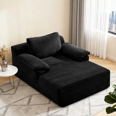 Oversized Chaise Lounge Chair Upholstered Sleeper Sofa Bed No Assembly Required - Image 1 of 4