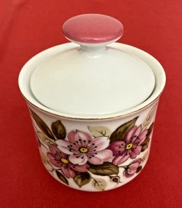Vintage Yamato Royalty Fine Bone China Sugar Jar Bowl Pink Floral Pattern Japan - Picture 1 of 14