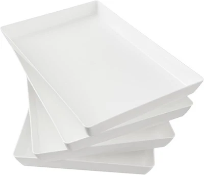 Bandejas para servir de plástico blanco acrílico EE. UU. (juego de 4) 15” x 10” | Unbreaka grande Foto 1 de 4