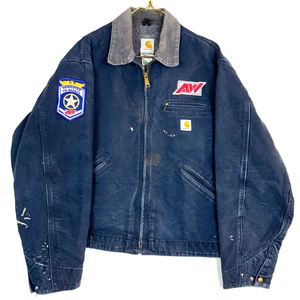 Vintage Carhartt Detroit Jacket Size 46 Made Usa Full Zip Work Wear 90s J01 Dny - Picture 1 of 9