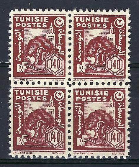 Túnez 1944 Sc# 166 Olivo 40c bloque 4 MNH Foto 1 de 1
