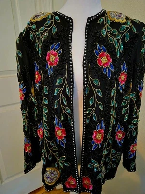 Vinatge Elegance by Anajan Chaqueta Floral Cuentas Talla XL Foto 1 de 4