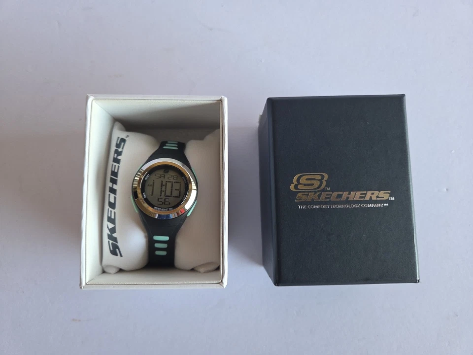 Skechers Tennyson SR2020 Black Green Buckle Strap 5 ATM Sport Digital Wristwatch