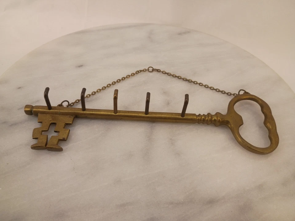 Gancho de pared con llave esqueleto de latón vintage soporte para llaves de joyería Foto 1 de 4