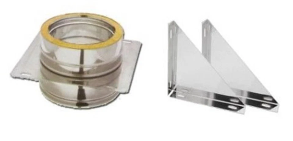 Supporto di fissaggio murale di partenza per canna fumaria doppia parete inox